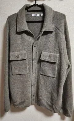 ユニクロユーUNIQLO Uラムニットジャケット ブラウンL グリーン