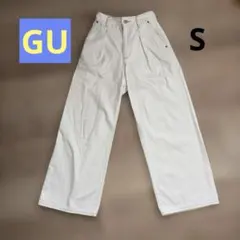 GU 화이트 와이드 팬츠 S 데님