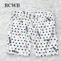 RCWB ロデオ デニムハーフパンツ 総柄 ドット柄 ロゴ カジュアル 派手