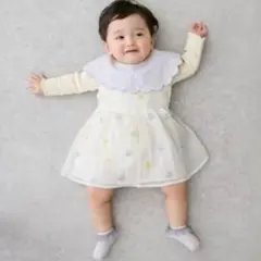 petit main 花刺しゅうワンピロンパース 80cm