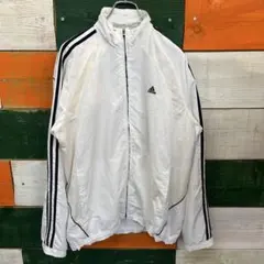 adidas ホワイト ナイロンジャケット XL 古着 トラックジャケット