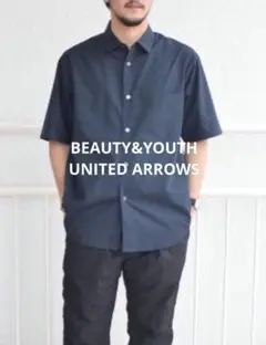 BEAUTY&YOUTH ニドム ダンプ フォルム シャツ ネイビー XL