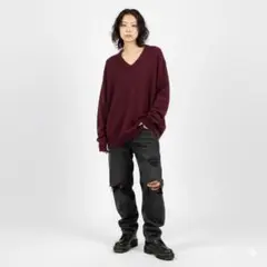 Club Room メリノウール混 Vネックニット XL グランジ　メンズ古着