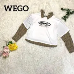 WEGO ウィゴー　チェック襟 レイヤード風トップス F ロゴ ストリート