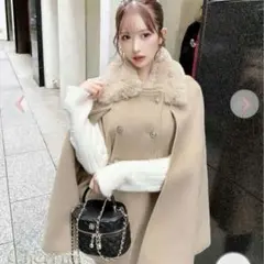 cherimi フードファーリボンポンチョ シェリミー cheri mi フードファーリボンポンチョ アイボリー