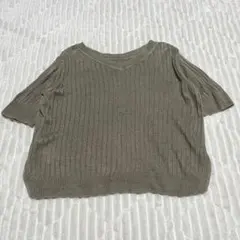 【a4054】23区 半袖Vネックセーター ニット ベージュ M 薄手 着回しのサムネイル