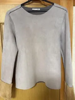 ZARA グレー スエード風 長袖トップス M