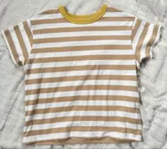 UNIQLO ユニクロ ボーダー Tシャツ 半袖 100cm ベージュ 保育園のサムネイル