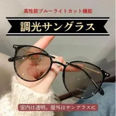 サングラス ブルーライトカット フレームブラック レンズ変色 調光 ブラウン