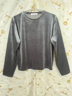 AMERICAN HOLIC グレー ベルベット 長袖Tシャツ Lサイズ