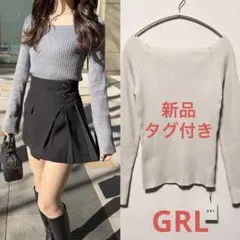 《未使用》グレイル スクエアネックリブニットトップス