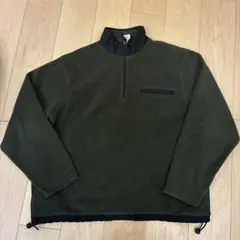 OLD NAVY ジップフリース US 刺繍ロゴ 深緑 厚手 XXL