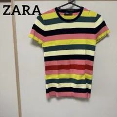 ZARA ザラ　ストライプ　ボーダー 半袖ニット S かわいい　個性的