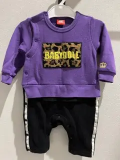 BABYDOLL 紫黒 ヒョウ柄 豹柄 レオパードロンパース 70cm