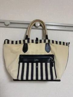 POLO ストライプトートバッグ ベージュ/ブラック　【値下げ】