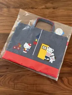 再販予定無し】ファミリア デニムバック ハローキティ ネイビー トート