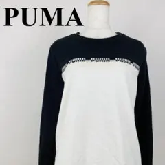 PUMA 長袖Tシャツ 白黒 ロゴライン ロンT XL 1152-B