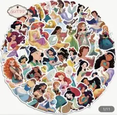 ディズニー　プリンセス　ブックモチーフ　ステッカー　シール　50枚セット