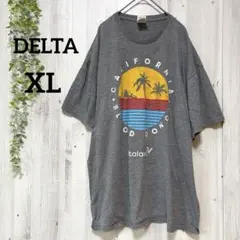 デルタ プリント Ｔシャツ クルーネック半袖 XL 灰色