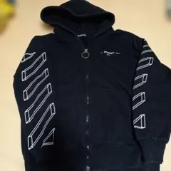 BUNKER Off-White 2018プリント　ブラック パーカー