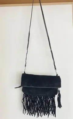 Ampersand フリンジ　ショルダーバッグ　2way スエード