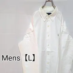 J82【US輸入】ラルフローレン　長袖シャツ【メンズL】ホワイト