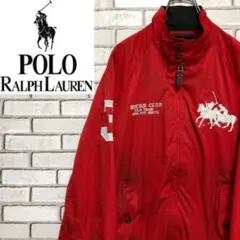 希少 ポロラルフローレン☆ビッグポニー刺繍ロゴ入りレッド ナイロンジャケット