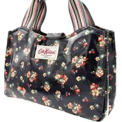 キャスキッドソン　トートバッグ　花柄　ハンドバッグ　ブラック