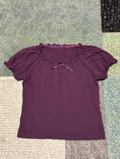 c*u様 ピンクハウス　紫のフリル付き半袖トップス