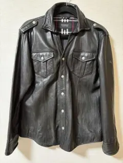 バーバリー ブラックレーベル ライダース レザー ジャケット ラムレザー