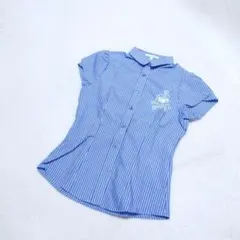ナラカミーチェ ストライプ 半袖 シャツ ブラウス 刺繍 ブルー (0)のサムネイル
