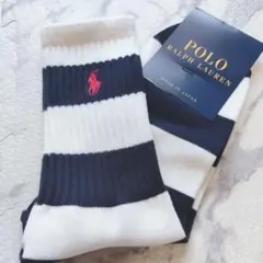 新品❤Tabio❤靴下ソックス❤POLO❤ラルフローレン❤ボーダー紺❤～27cm