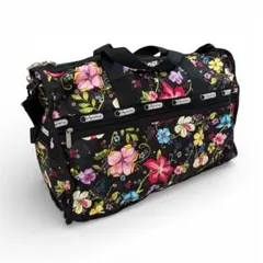 【美品】レスポートサック ハワイ限定 コラボ ボストンバッグ 花 ブラック