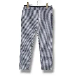 【超美品】ノーリーズ パンツ ギンガムチェック クロップドパンツ モノトーン Sのサムネイル