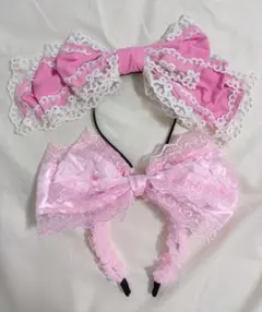 ロリータ ロリィタ 量産型 ピンク リボン カチューシャ セット