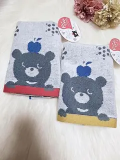 ふんわり無撚糸フェイスタオル　2枚セット　くま　新品