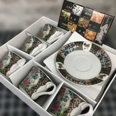 九谷焼　錦絵　クタニヤキ　5客コーヒーセット　新品未使用
