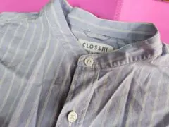 CLOSSHI 長袖シャツ ストライプ バンドカラー Mのサムネイル