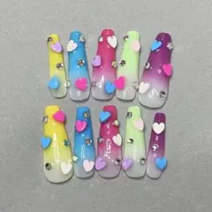 平成 海外ガール カラフルハートネイルチップ10個セット