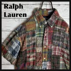 POLO ラルフローレン◎半袖 パッチワーク シャツ ロゴ D406