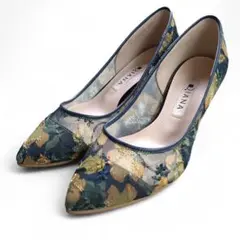 【極美品】ダイアナ パンプス 花柄刺繍 絵画シリーズ20.5cm