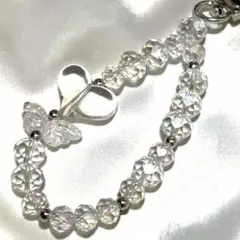 スマホストラップ キーホルダー クリア ハート 羽 韓国風 ハンドメイド