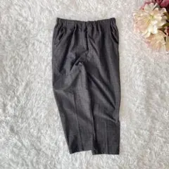 裏起毛クロップドイージーパンツL チェック柄　ウエストゴム　楽ちん　大きいサイズ