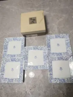 たち吉 染付 花唐草 角和皿 5枚セット 和食器 銘々皿