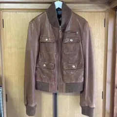 D&G ラムレザー　ジャケット ブルゾン y2k 42 ブラウン本革　トルコ製