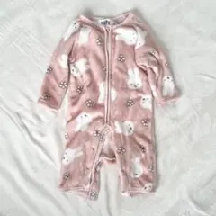 【ミッフィー】カバーオール 冬 フリース　ピンク　花柄　ベビー 70〜80cm