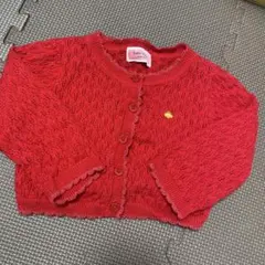 【美品】kate spade レース編みカーディガン 赤 70~80