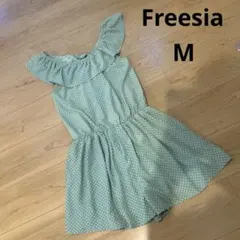 グリーン　ドット　オールインワン　サロペット　ワンピース　可愛い　オシャレ　緑