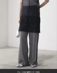 forksy./細プリーツメロー セミワイドパンツ/グレー