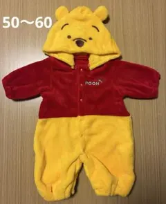 【美品】プーさん フリース 着ぐるみ ロンパース ドレスオール50-60cm